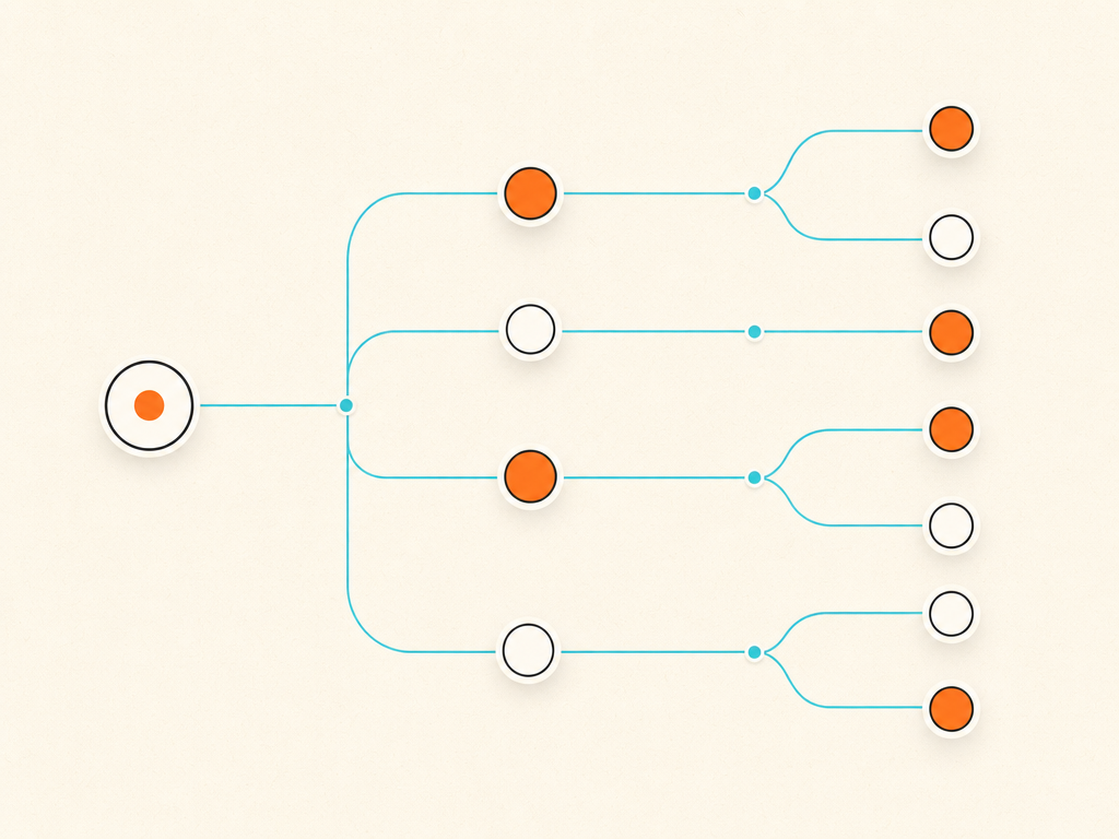 Skill tree branching from a beginner node to advanced specializations